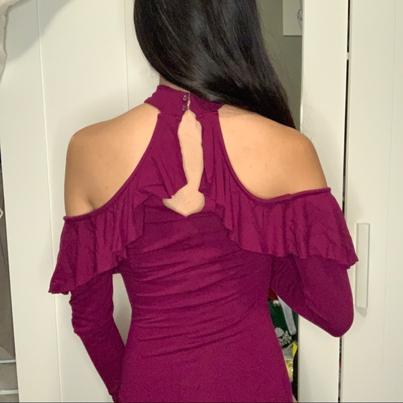 Forever 21 Cut Out Shoulder Ruffle Bodycon Dress - Picture 7 of 15
